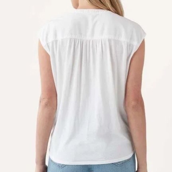 Like New Splendid White Surplice V-Neck Hi Low Crossover Ruched Top M - Picture 3 of 13